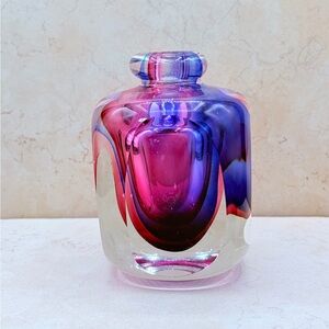 Vintage 1990's Fifth Avenue Crystal Purple Cased Sommerso Vase Bottle 4.5”